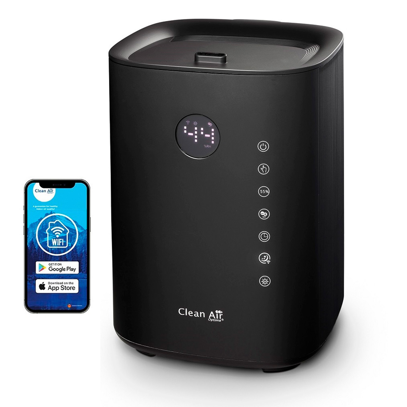 Clean Air Optima Humidificateur CA-604B Smart Top Filling – Humidificateur d'air connecté jusqu'à 55m² avec remplissage par le haut et aromathérapie