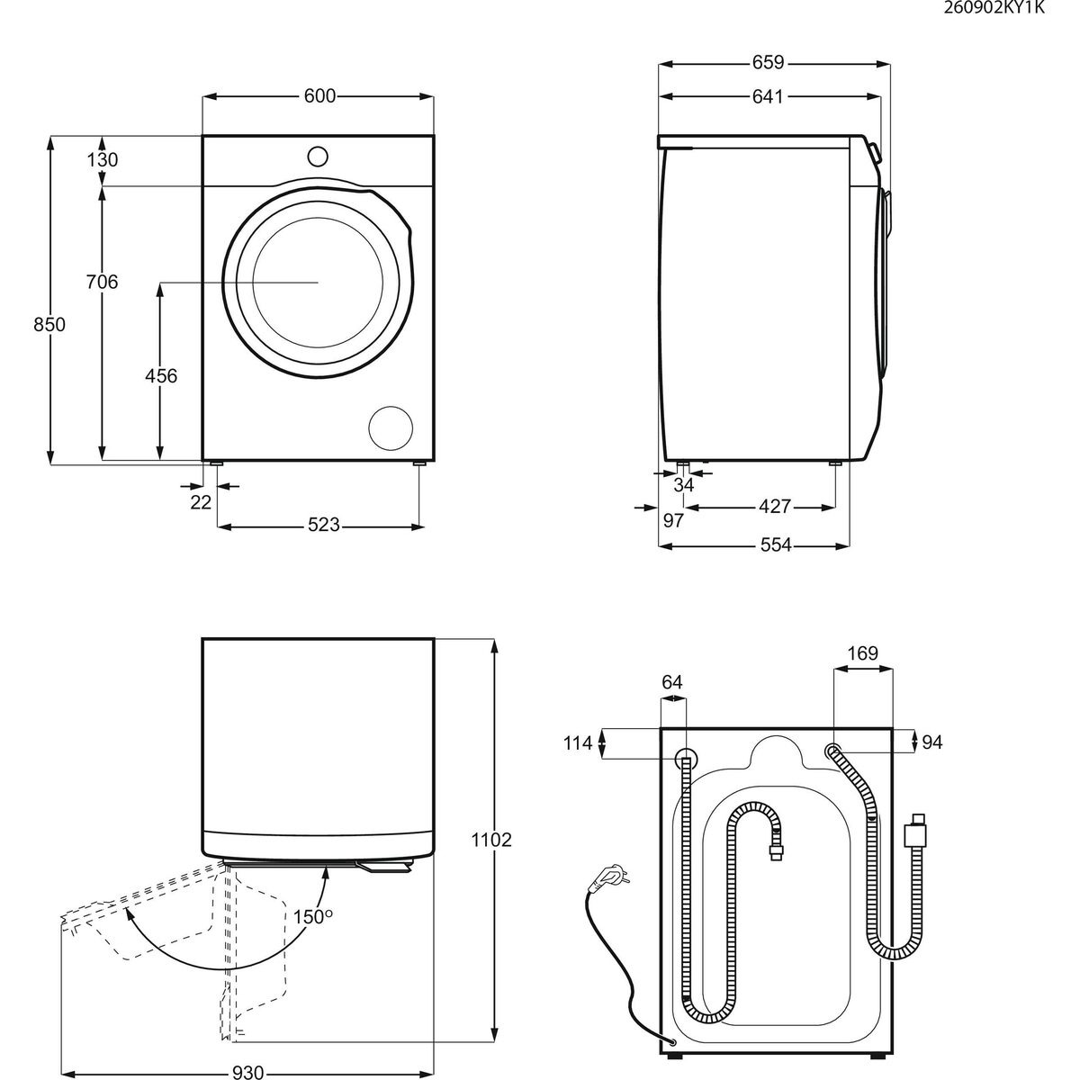 Electrolux EW7W2106BR washer dryer Freestanding Front-load Black – image 2