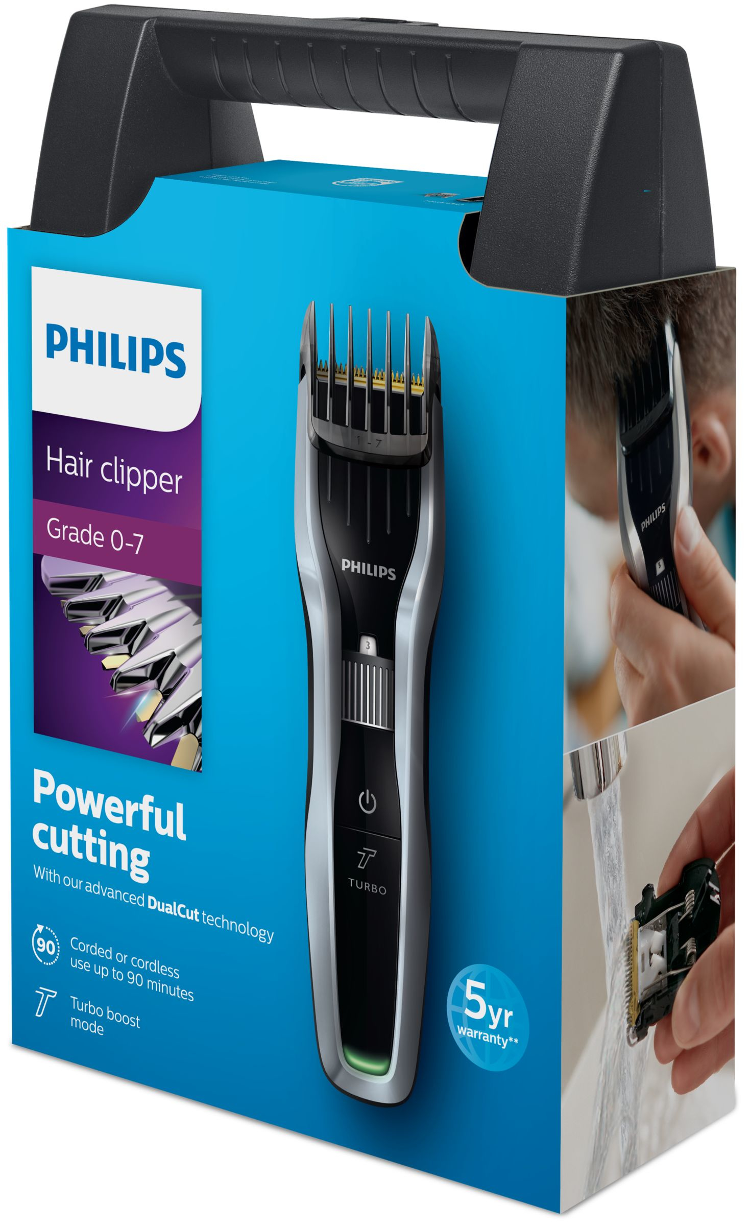 Philips HAIRCLIPPER Series 5000 Hair clipper with titanium blades & 4 combs HC5450/83 – image 2
