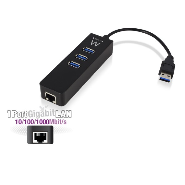 Ewent EW1140 base para portátil y replicador de puertos USB 3.2 Gen 1 (3.1 Gen 1) Type-A Negro