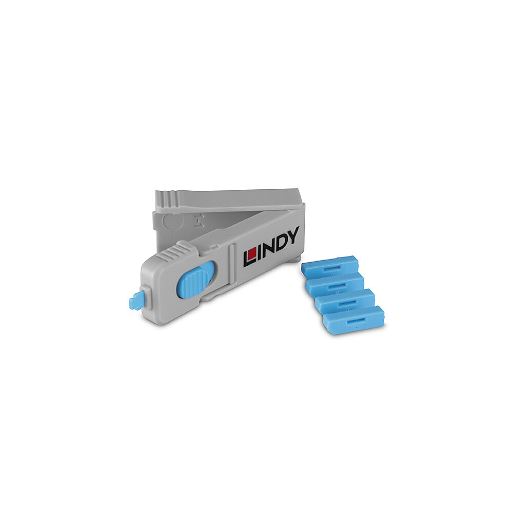 LINDY DisplayPort Port Schloss blau 4 Stück + 1 Schlüssel Notebookschlösser
