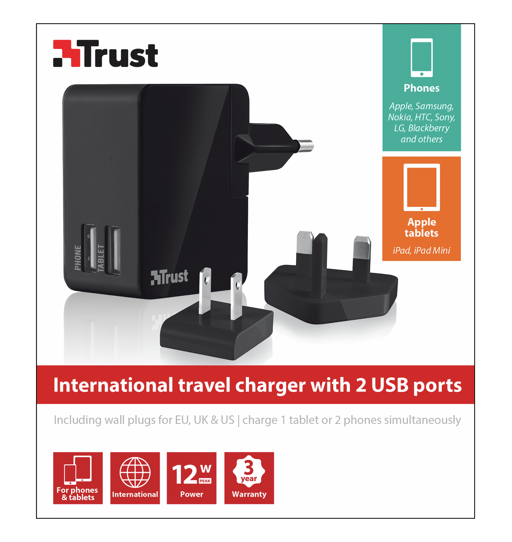 Trust International Travel Charger w/ 2 USB ports – image 5