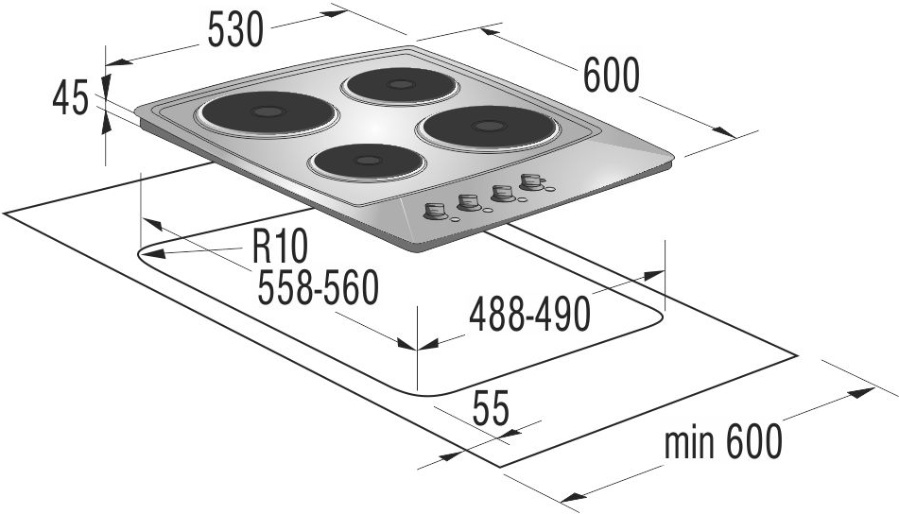 Gorenje EMS60E hob Stainless steel Built-in Sealed plate 4 zone(s) – image 2