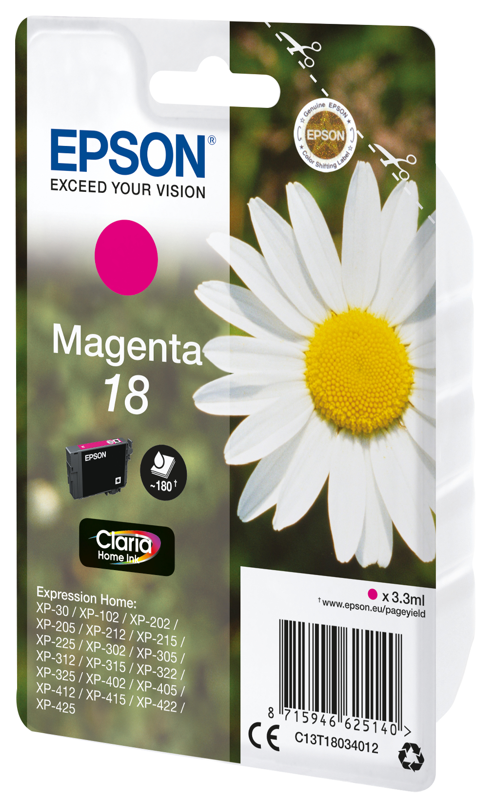 EPSON 1LB 18 ink cartridge magenta standard capacity 3.3ml 180 pages 1-pack...