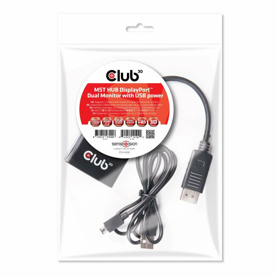 CLUB3D Multi Stream Transport Hub DisplayPort 1.2 Dual Monitor – image 2
