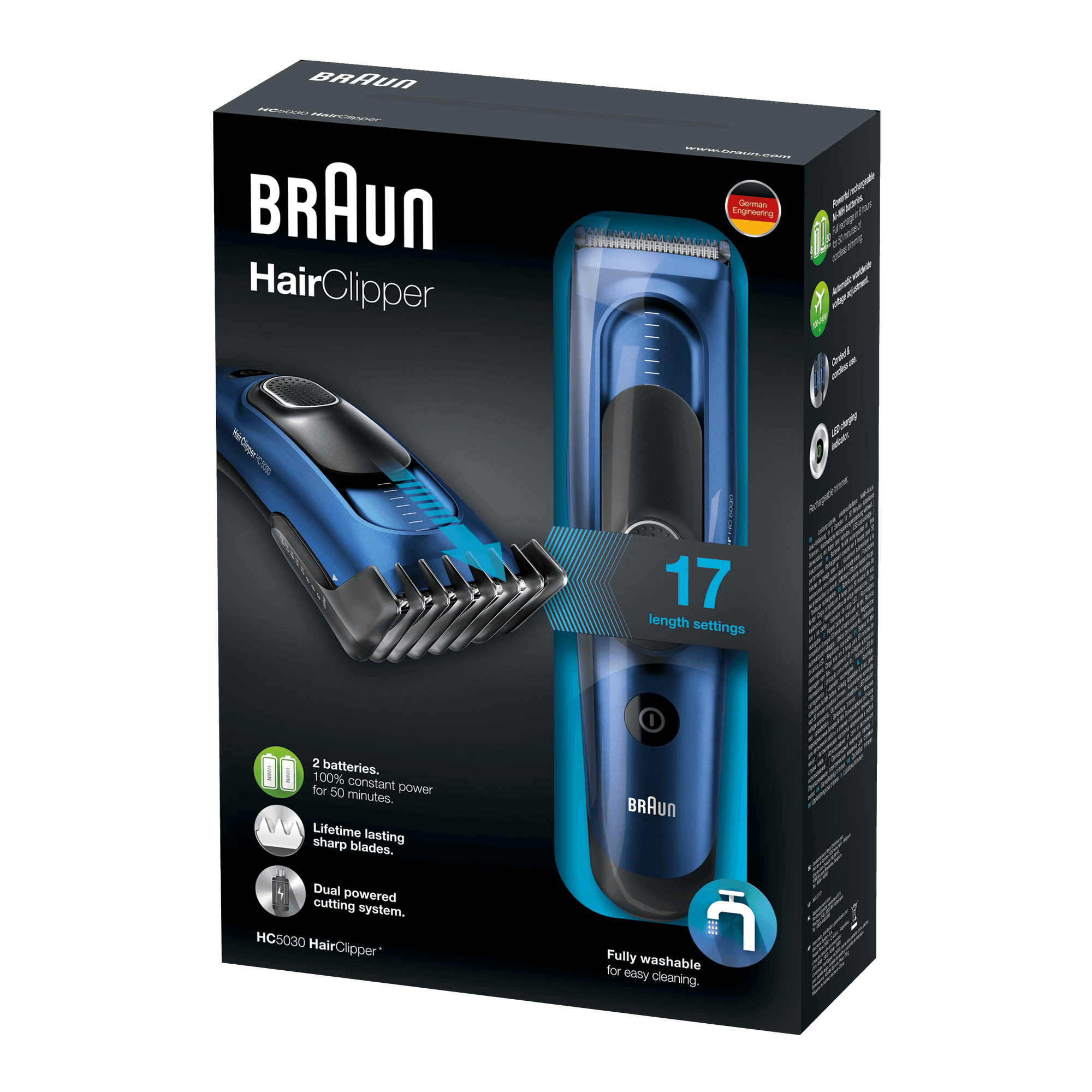 Braun 81519167 hair trimmers/clipper Black, Blue 17 Nickel-Metal Hydride (NiMH) – image 3