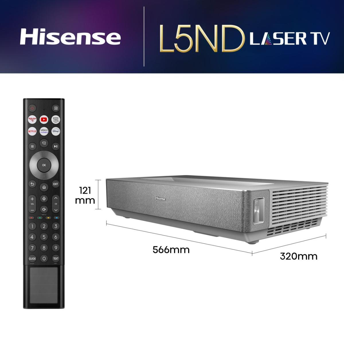 Hisense 120L5ND projection TV Ultra short throw projector 2700 ANSI lumens DLP UHD 4K (3840x2160) Black, Silver 3D – image 2