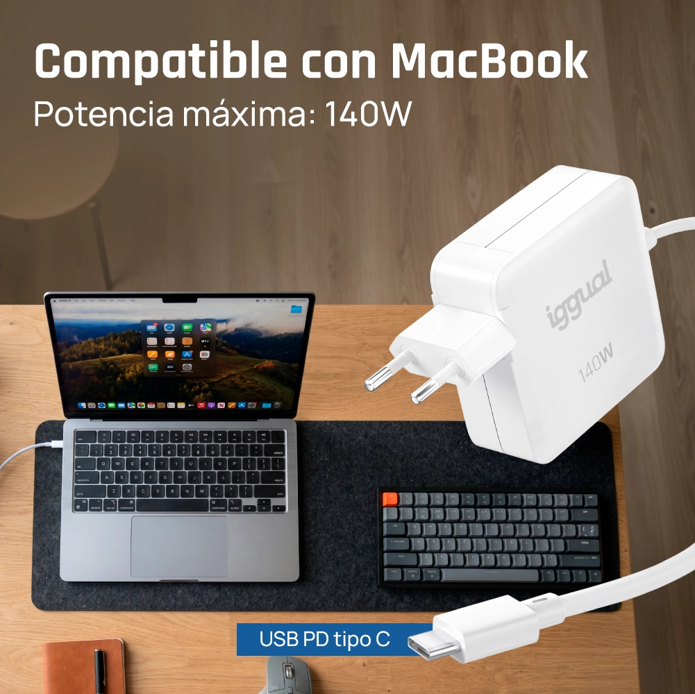 iggual IGG320990 mobile device charger Laptop White AC Fast charging Indoor – image 2