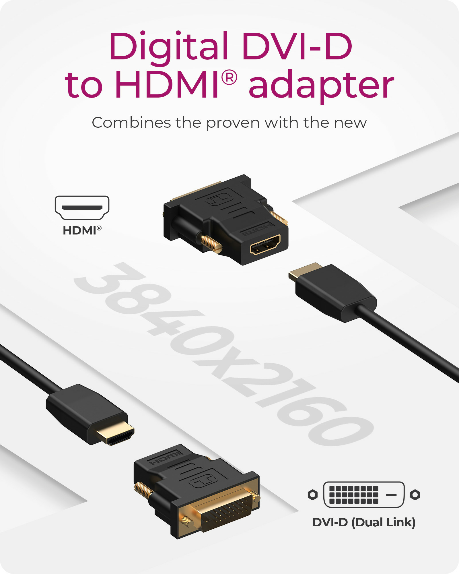 Resim ICY BOX IB-AC552 DVI-D Erkek - HDMI Tip A Dişi Adaptör