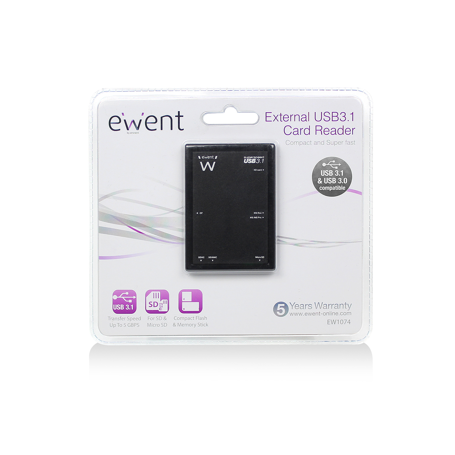 Ewent EW1074 card reader USB 3.2 Gen 1 (3.1 Gen 1) Type-B Black – image 5