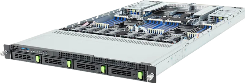 R184-S90-AAV1 LGA 4710 Rack (1U) Black, Steel