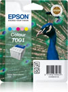Epson T001 - Série "Paon" jaune, cyan, magenta, magenta clair, cyan clair