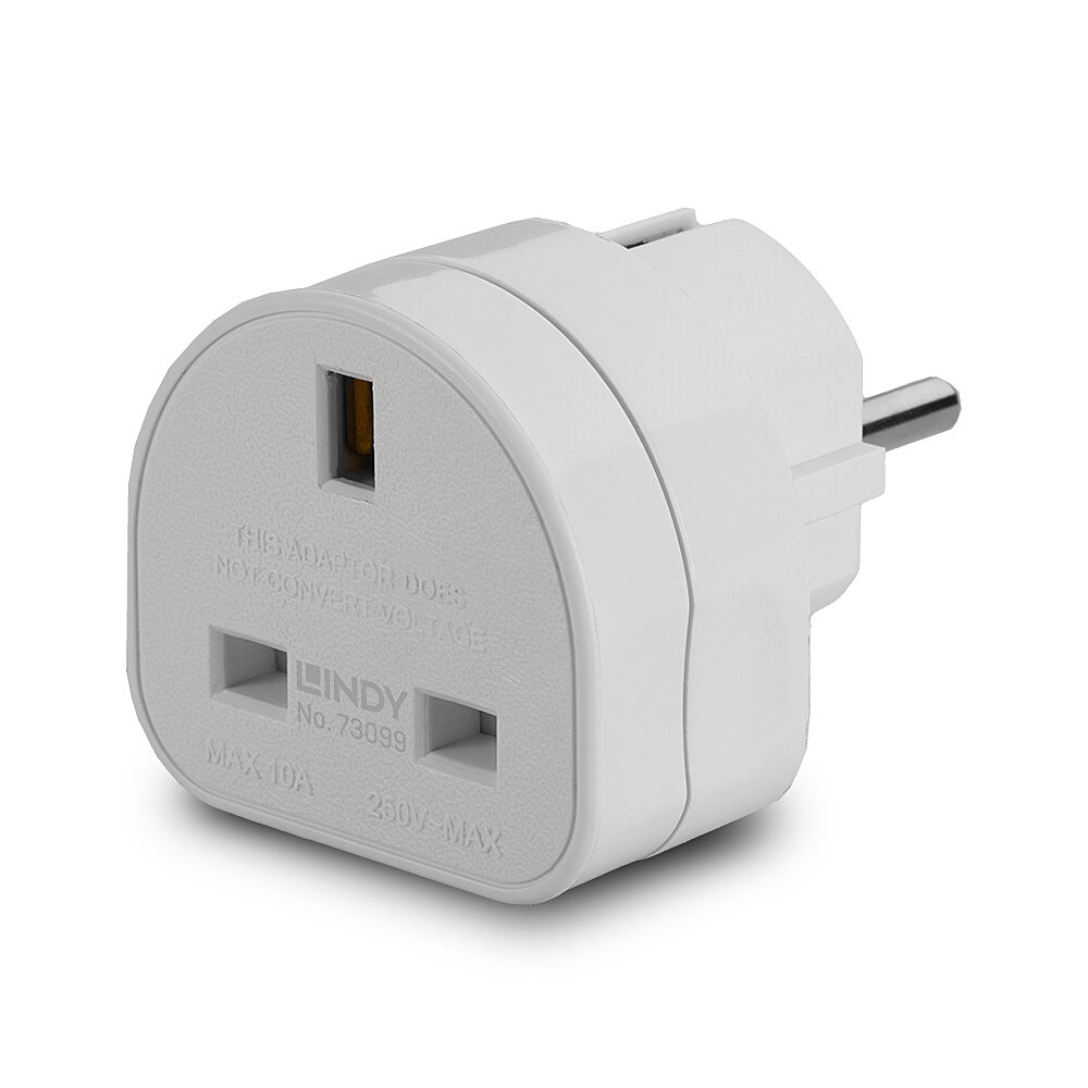 Lindy UK to Euro Adapter Travel Plug, White – image 1
