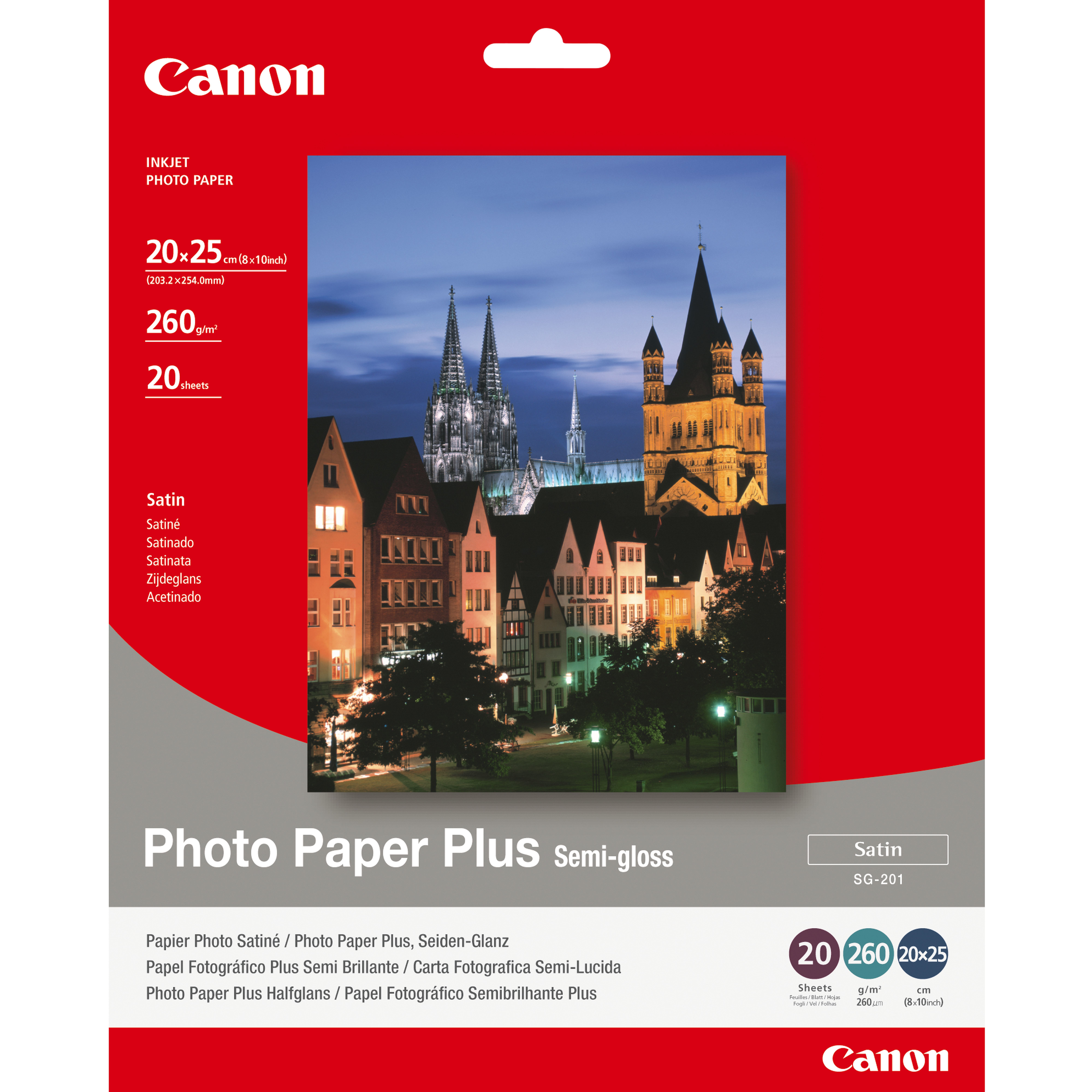 CANON SG-201 semi brillant photo papier inkjet 260g/m2 8x10 inch 20 feuill...