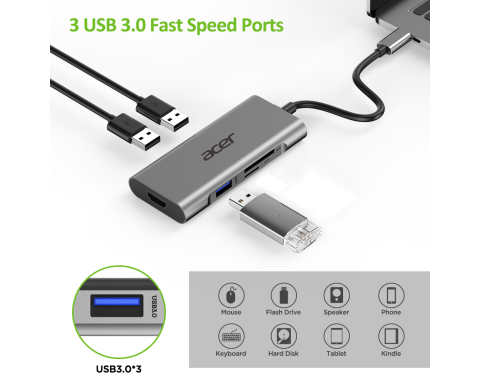 Acer HP.DSCAB.001 laptop dock/port replicator USB 3.2 Gen 1 (3.1 Gen 1) Type-C Silver – image 4