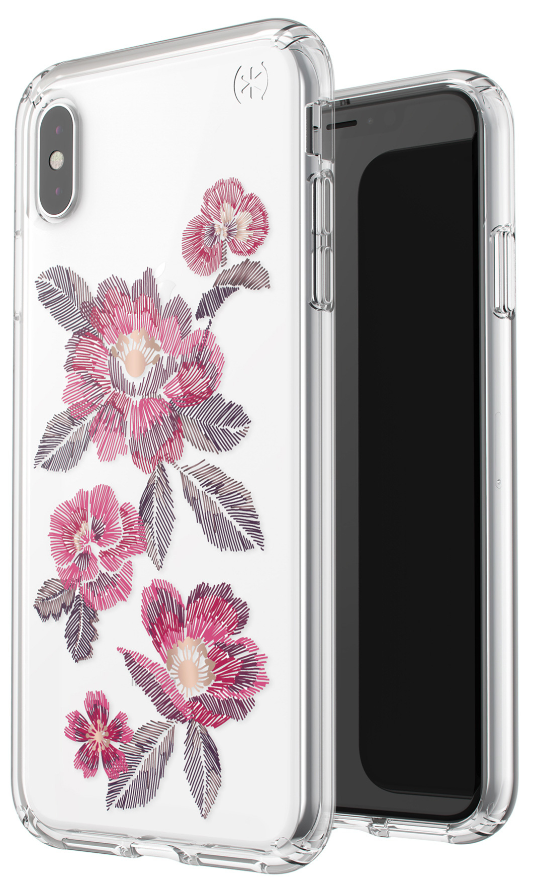 Speck Presidio Clear + Print Apple iPhone XS Max Embroideredfloral Fuchsia/Clear – image 4