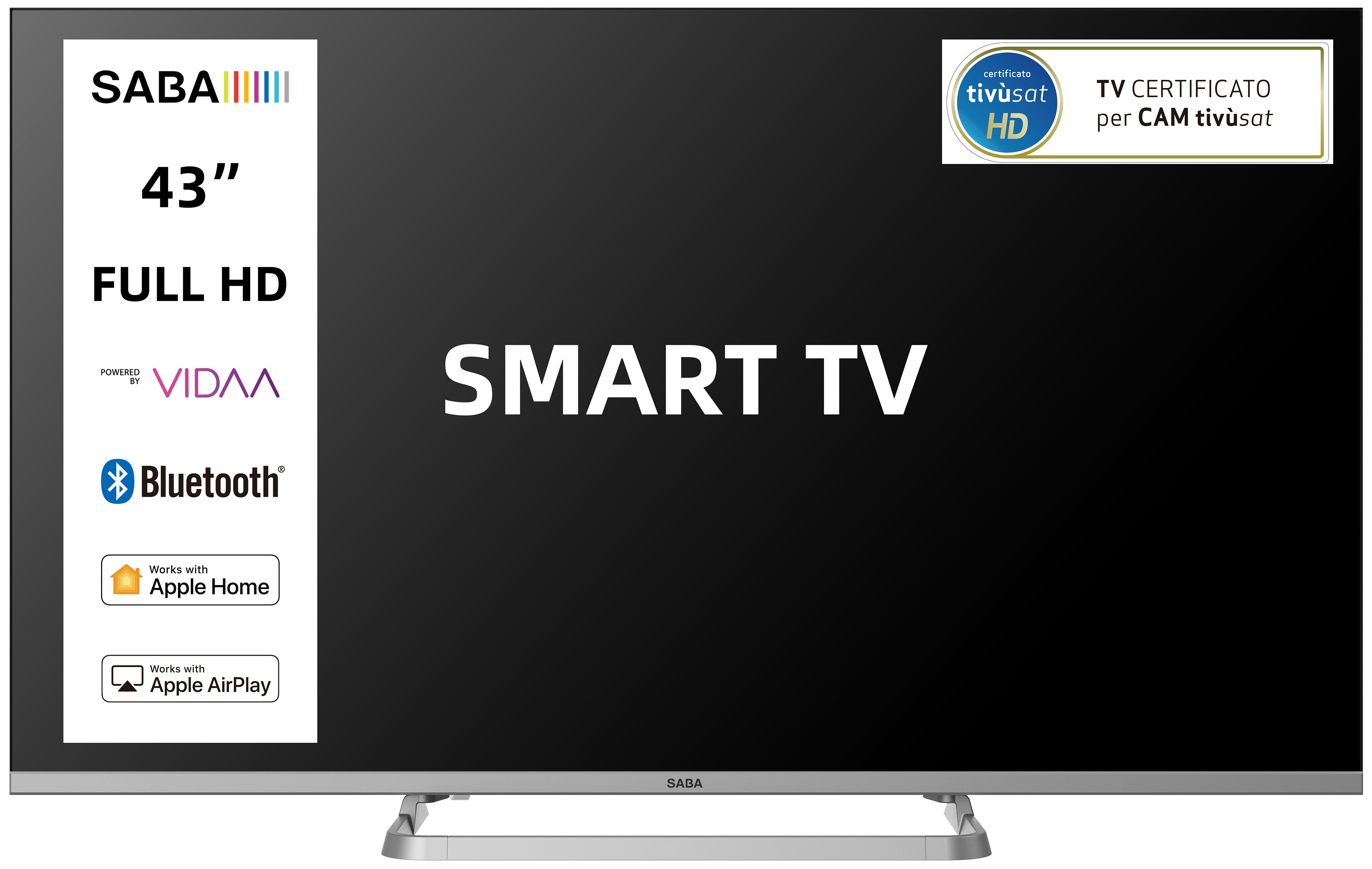 SABA SA43SM10VDA TV 109,2 cm (43 ) 4K Ultra HD Smart TV Wifi Gris 250 cd m² Neuf — photo 1