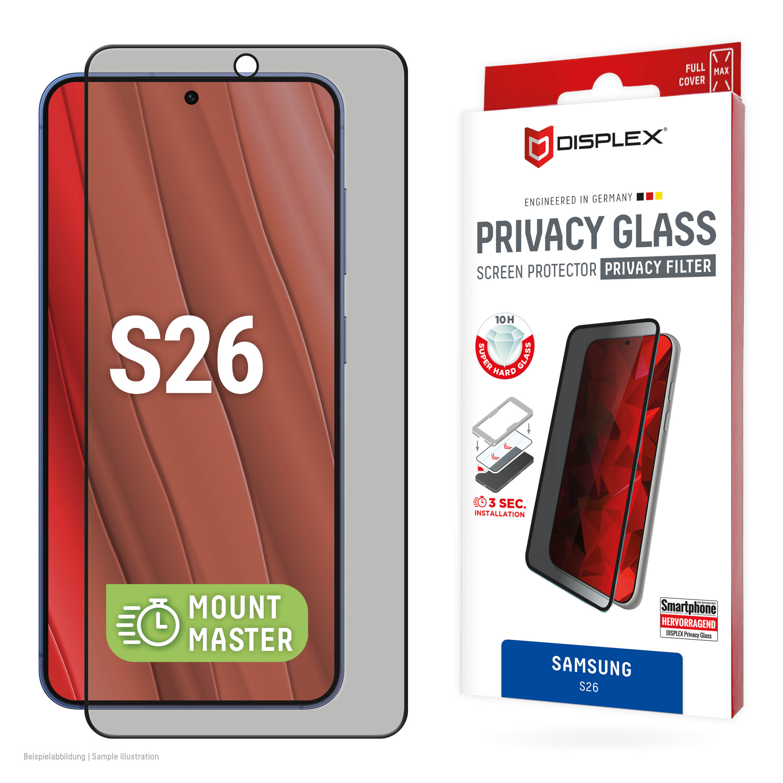 Displex Privacy Screen Protector (10H) for Samsung S26, Privacy Filter