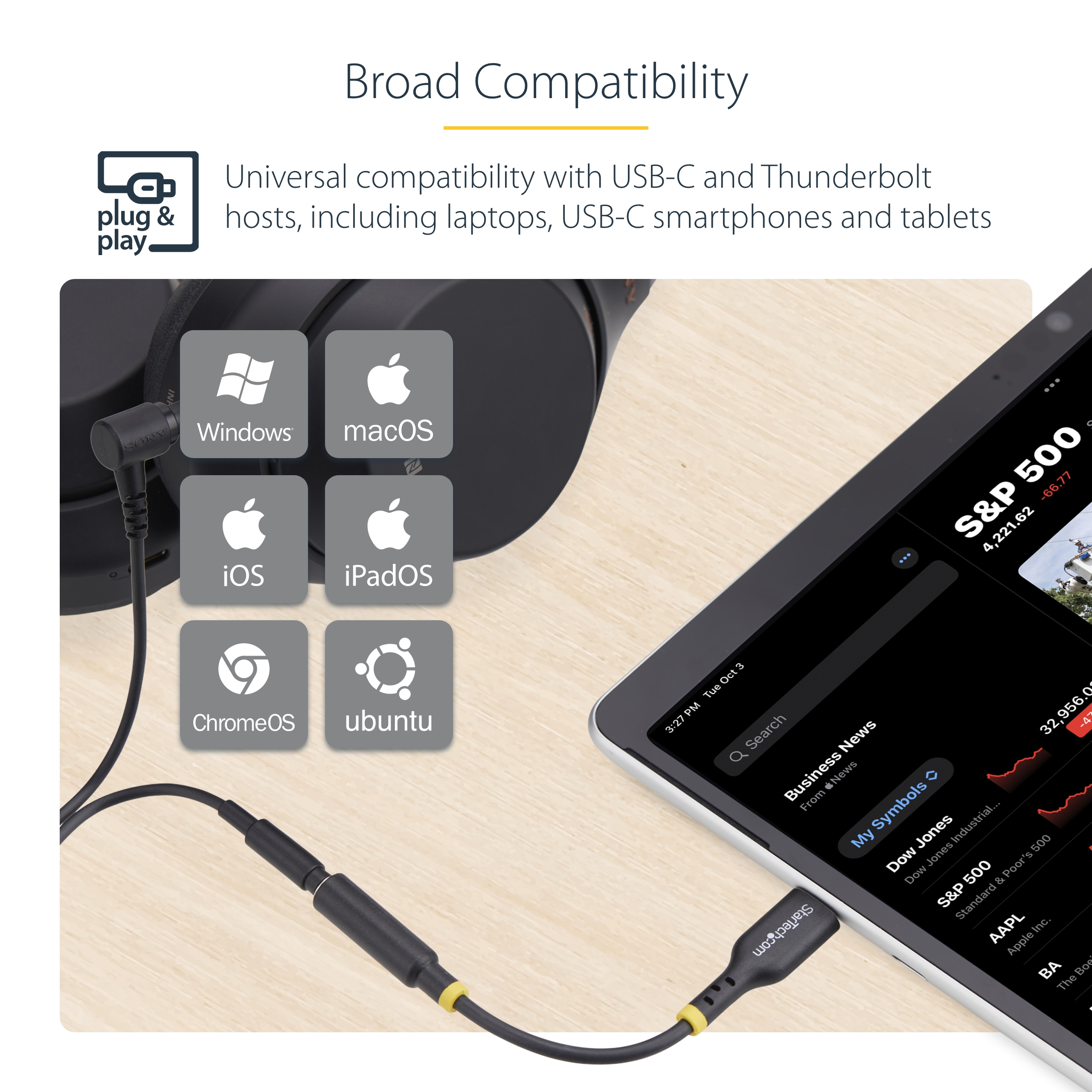 صورة محول صوت USB-C إلى 3.5 ملم StarTech.com USBCAUDIO2