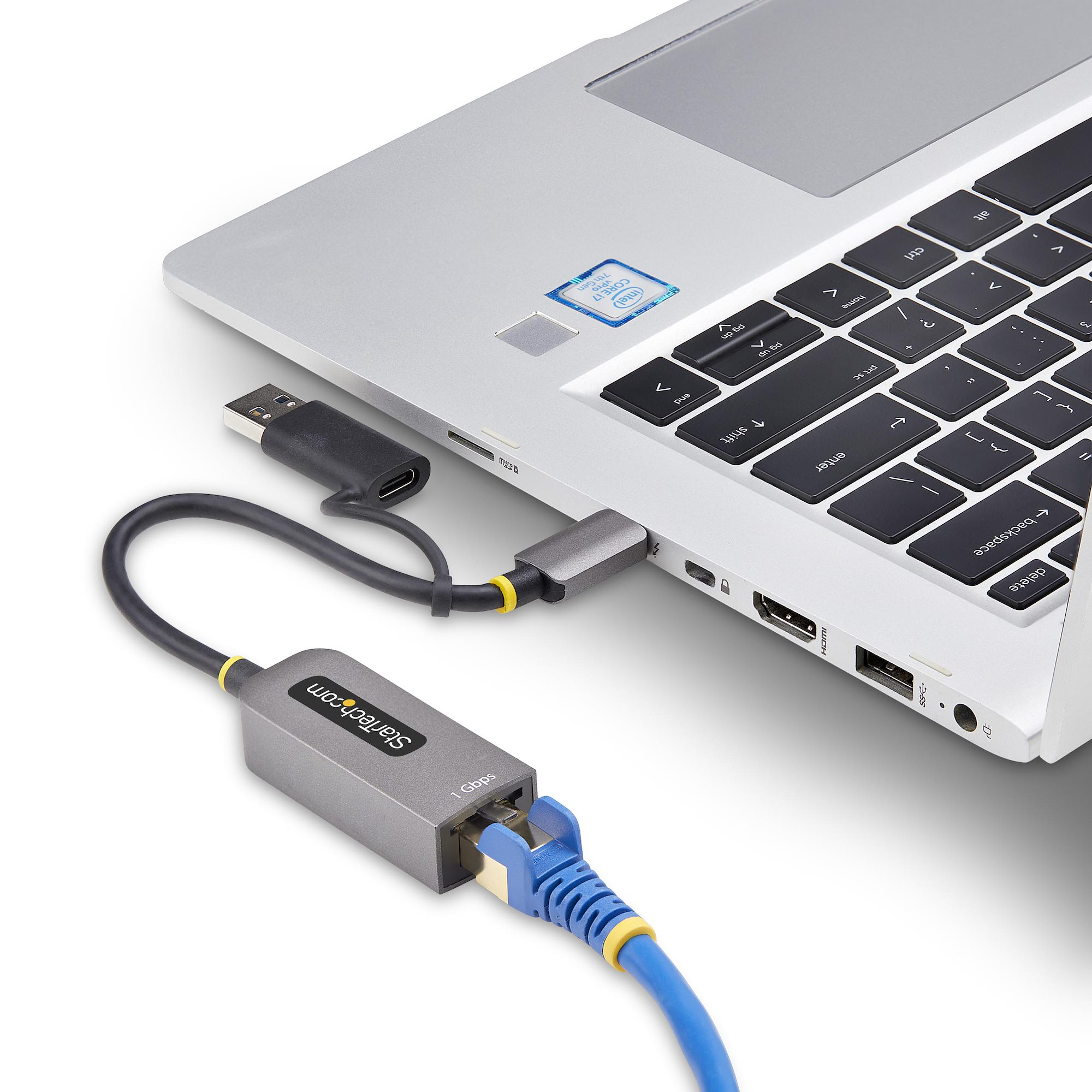صورة StarTech.com C21GA-USB-ETHERNET محول USB 3.0 إلى جيجابت إيثرنت، 10/100/1000Mbps، كيبل 6 بوصة، رمادي