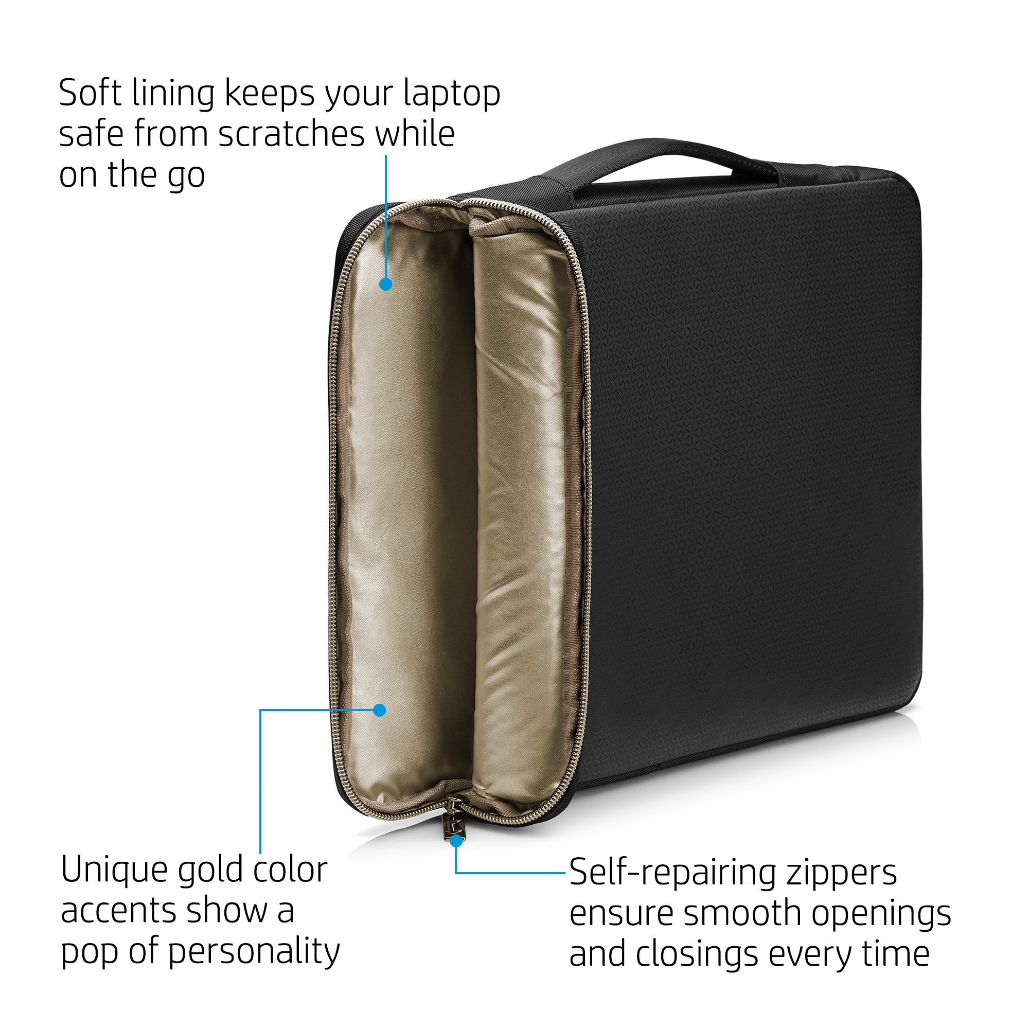 HP 3XD37AA 43.9 cm (17.3") Sleeve case Black, Gold – image 5