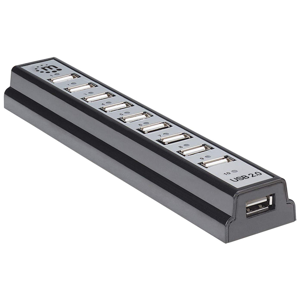 Manhattan USB-A 10-Port Desktop Hub, 10x USB-A Ports, 480 Mbps (USB 2.0), Powered via USB or external power supply (not included) for increased power to connect – image 2