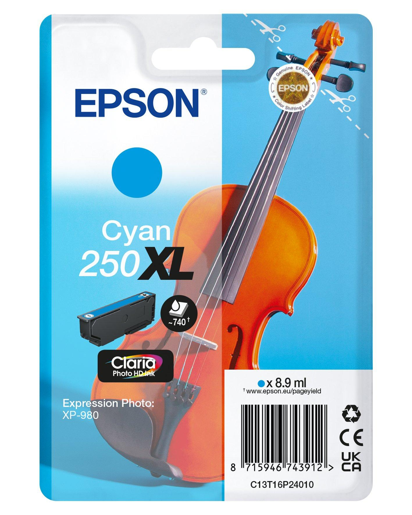 Epson 250XL - 8.9 ml - XL - cyan - original - blister - ink cartridge - for P/N: C11CL95402