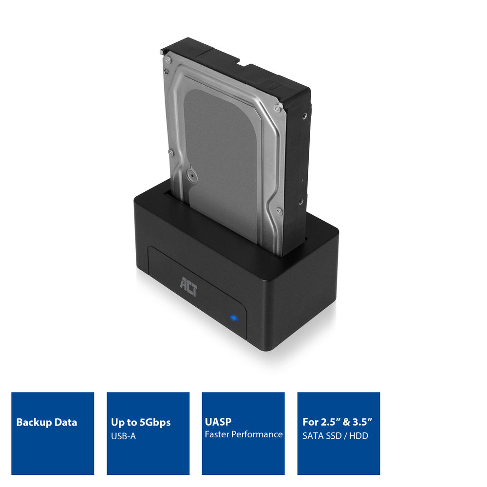 ACT 2.5"/3.5" SATA HDD/SSD docking station, USB 3.2 Gen1 – image 2