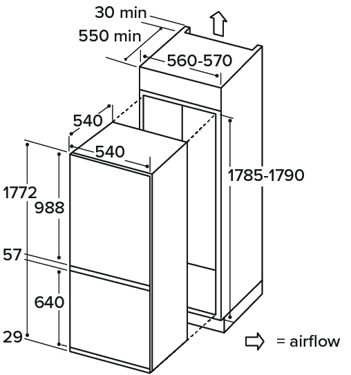 CDA FW727 Integrated 70/30 Fridge Freezer – image 3