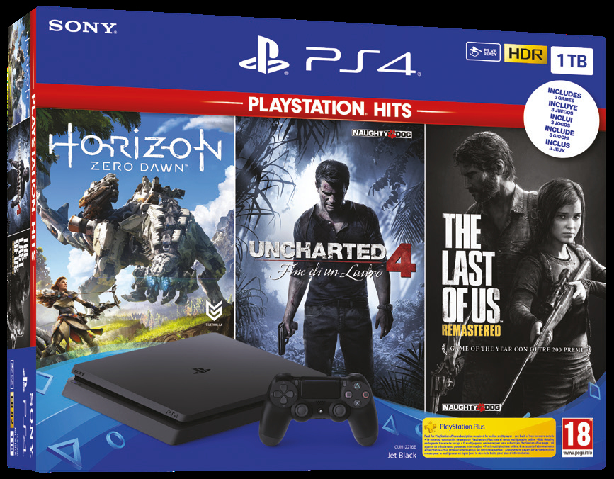 Sony Interactive Entertainment PS4 1TB + Horizon Zero Dawn + The Last of Us + Uncharted 4