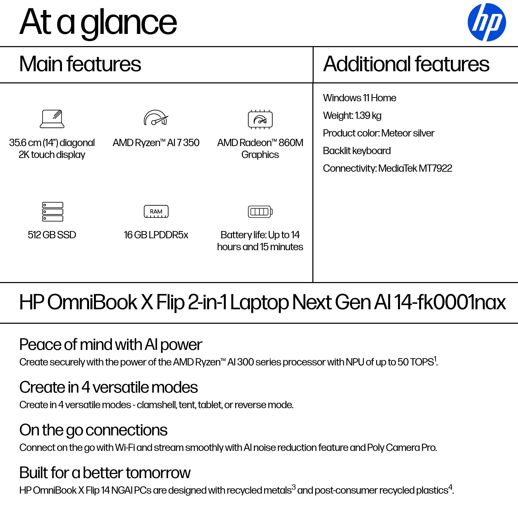 HP OmniBook X Flip 2-in-1 Laptop Next Gen AI 14-fk0001nax – image 4
