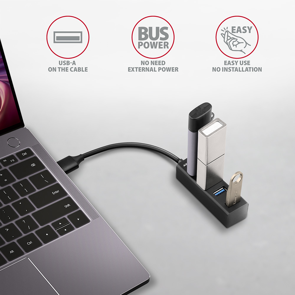 Axagon HUE-M1A 4x USB 3.2 Gen 1 MINI hub, metal – image 3