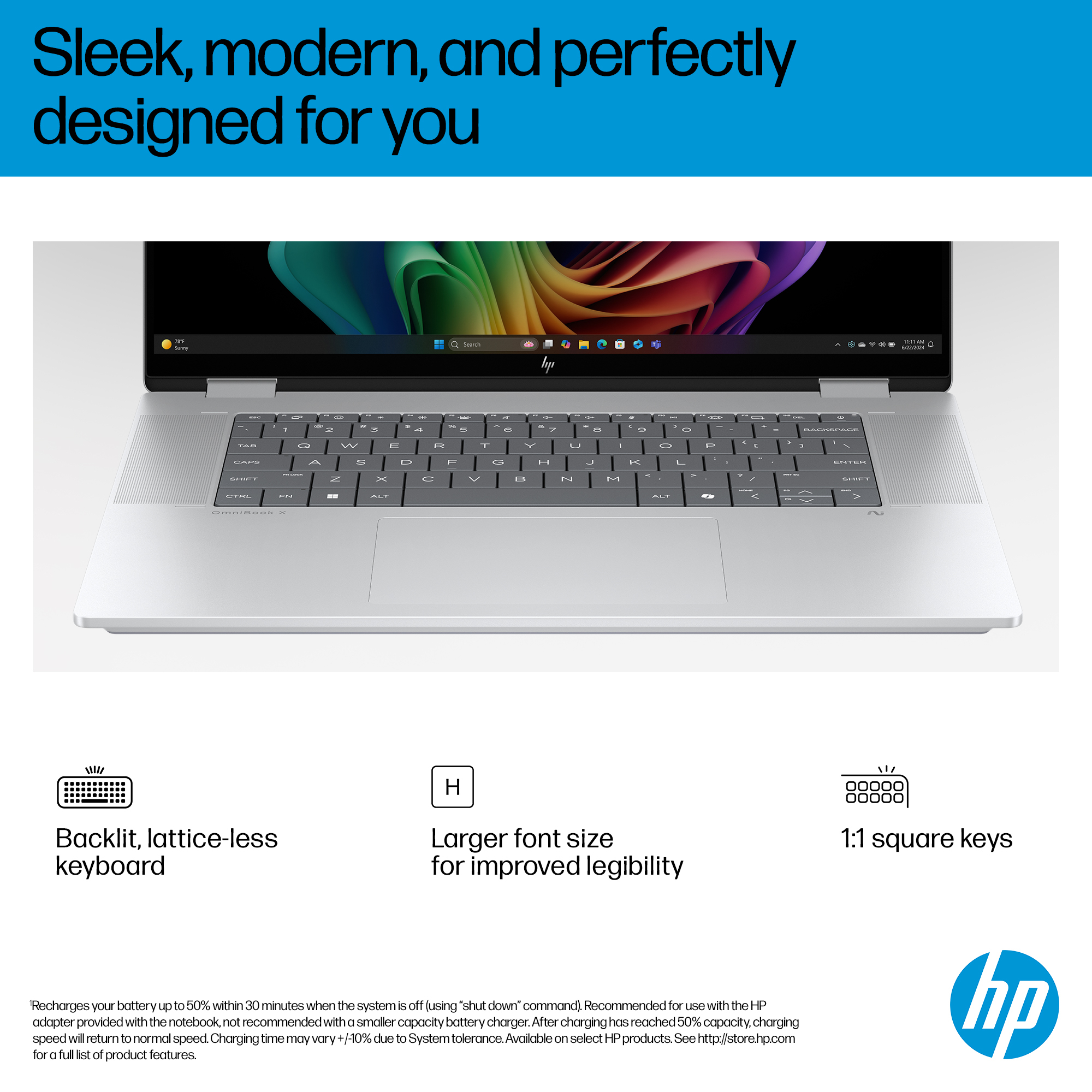 HP OmniBook X Flip Laptop Next Gen AI 16-as0503na Copilot+ PC Intel Core Ultra 5 226V Hybrid (2-in-1) 40.6 cm (16″) Touchscreen 2K 16 GB LPDDR5x-SDRAM 512 GB SSD Wi-Fi 7 (802.11be) Windows 11 Home Silver image 9