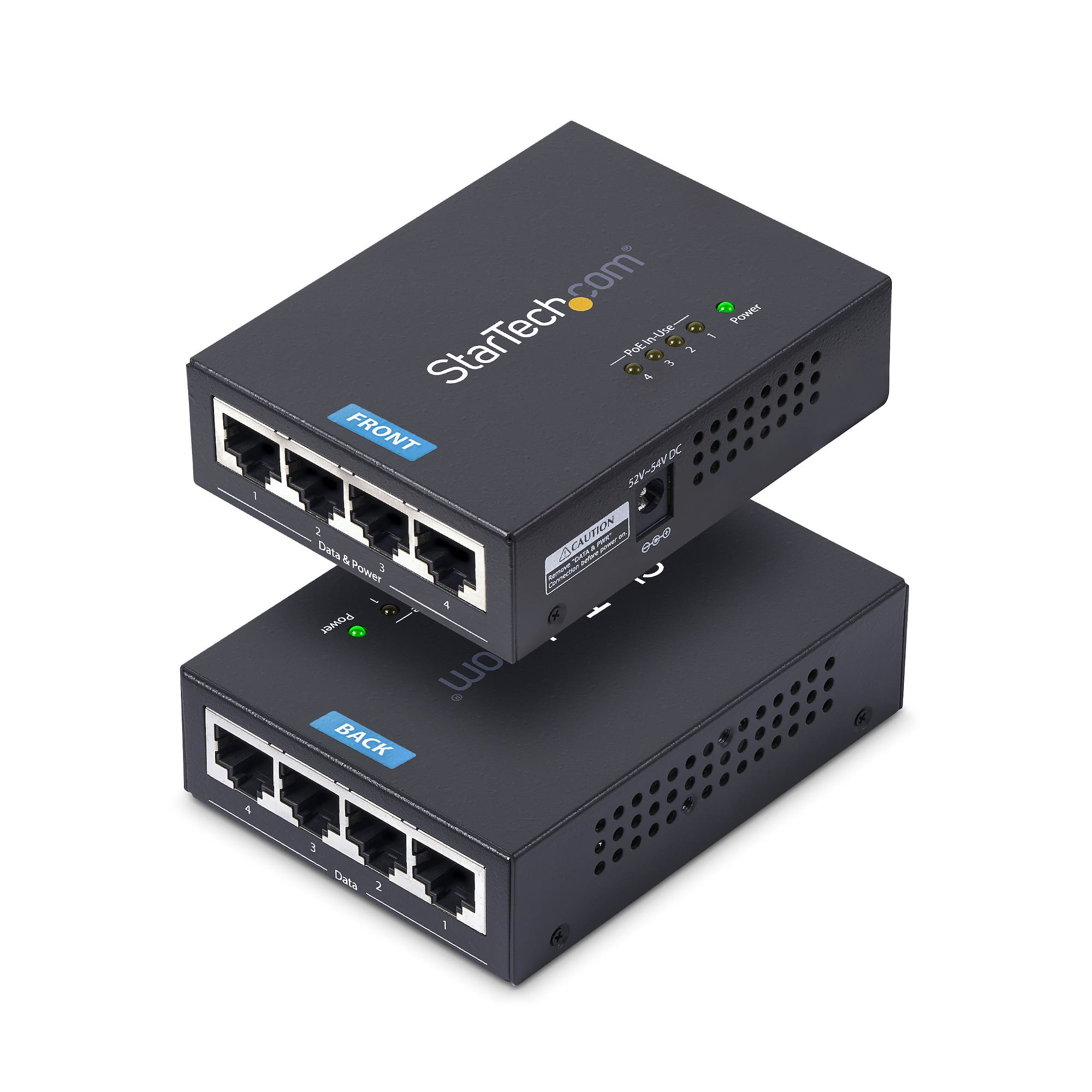 StarTech.com 4-Port Gigabit Midspan, PoE+ Injector, 802.3at and 802.3af, Wall-Mountable Power over Ethernet Midspan, Up to 30.8 Watts per port, Plug-and-Play, T – image 1