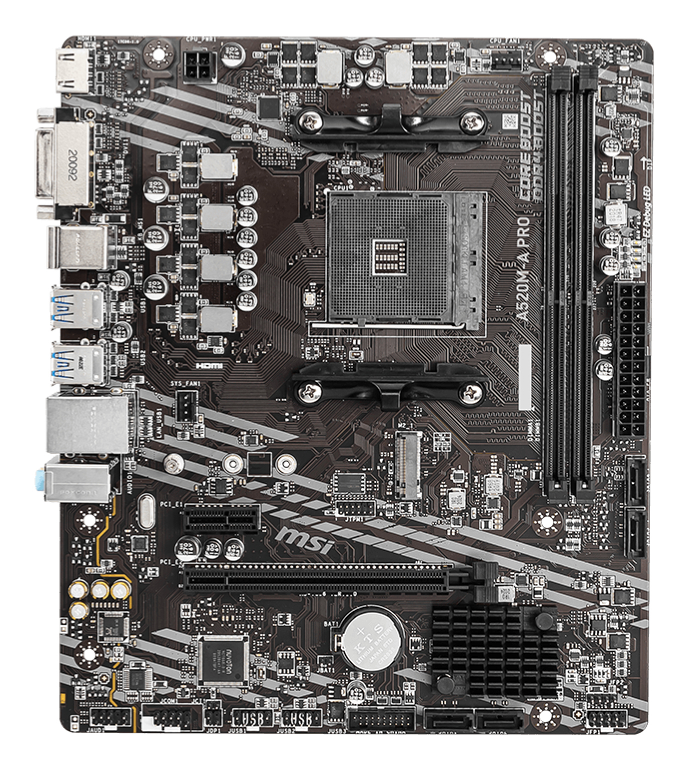 Tarjeta Madre MSI A520M-A PRO - Socket AM4 - 2xDDR4 - 1866/3200MHz - HDMI - DVI-D - M.2 - USB 2.0/3.2 - Micro ATX - A520M-A PRO