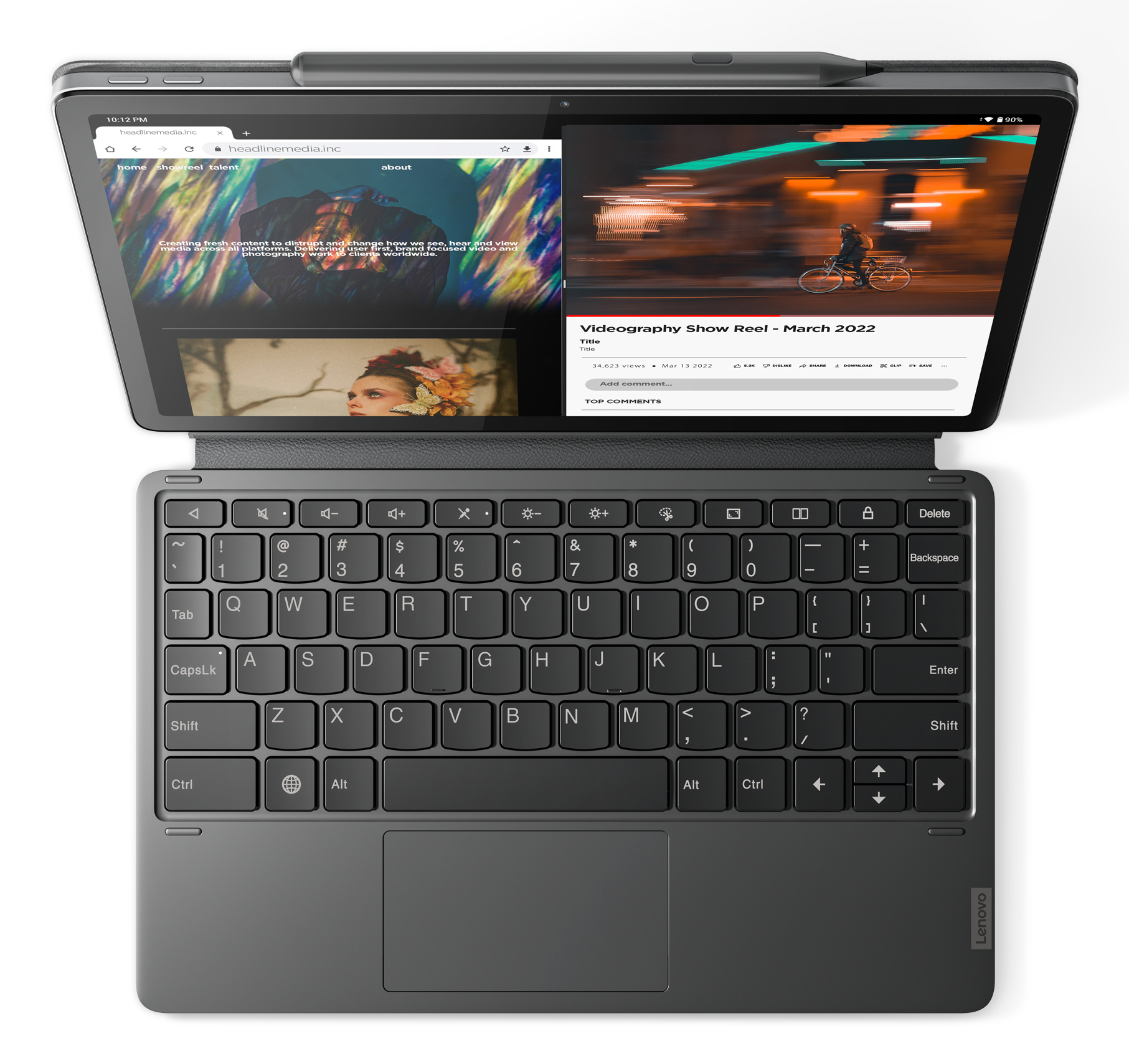 Lenovo Keyboard Pack - Keyboard and folio case (stand cover) - with trackpad - POGO pin - grey - for Tab P11 Pro (2nd Gen) ZAB5, ZAB6
