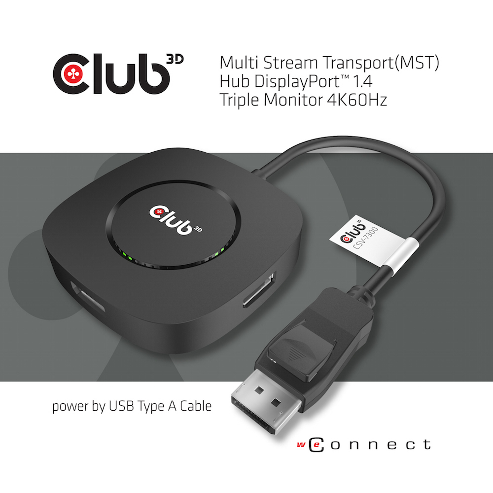 CLUB3D Multi Stream Transport(MST) Hub DisplayPort™ 1.4 Triple Monitor 4K60HZ – image 2