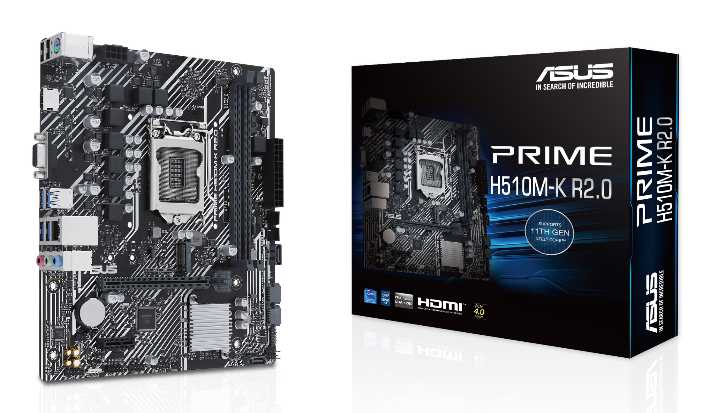 Tarjeta Madre ASUS PRIME H510M-K R2.0 - Socket 1200 - 2x DDR4 - 2133/2933/3200(OC)MHz - HDMI - VGA - USB 2.0/3.2 - Micro ATX - PRIME H510M-K R2.0