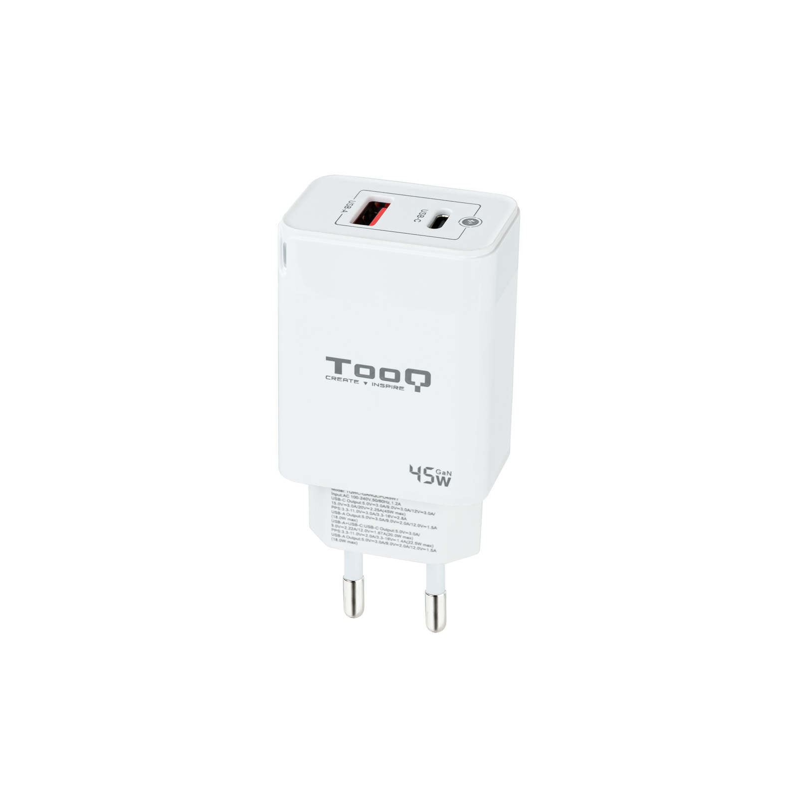 TooQ GaN Wall Charger USB-C/PD + USB-A/QC – image 1