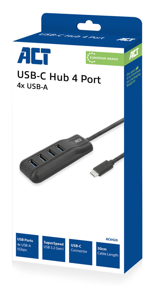 ACT AC6420 interface hub USB 3.2 Gen 1 (3.1 Gen 1) Type-C 5000 Mbit/s Black – image 7