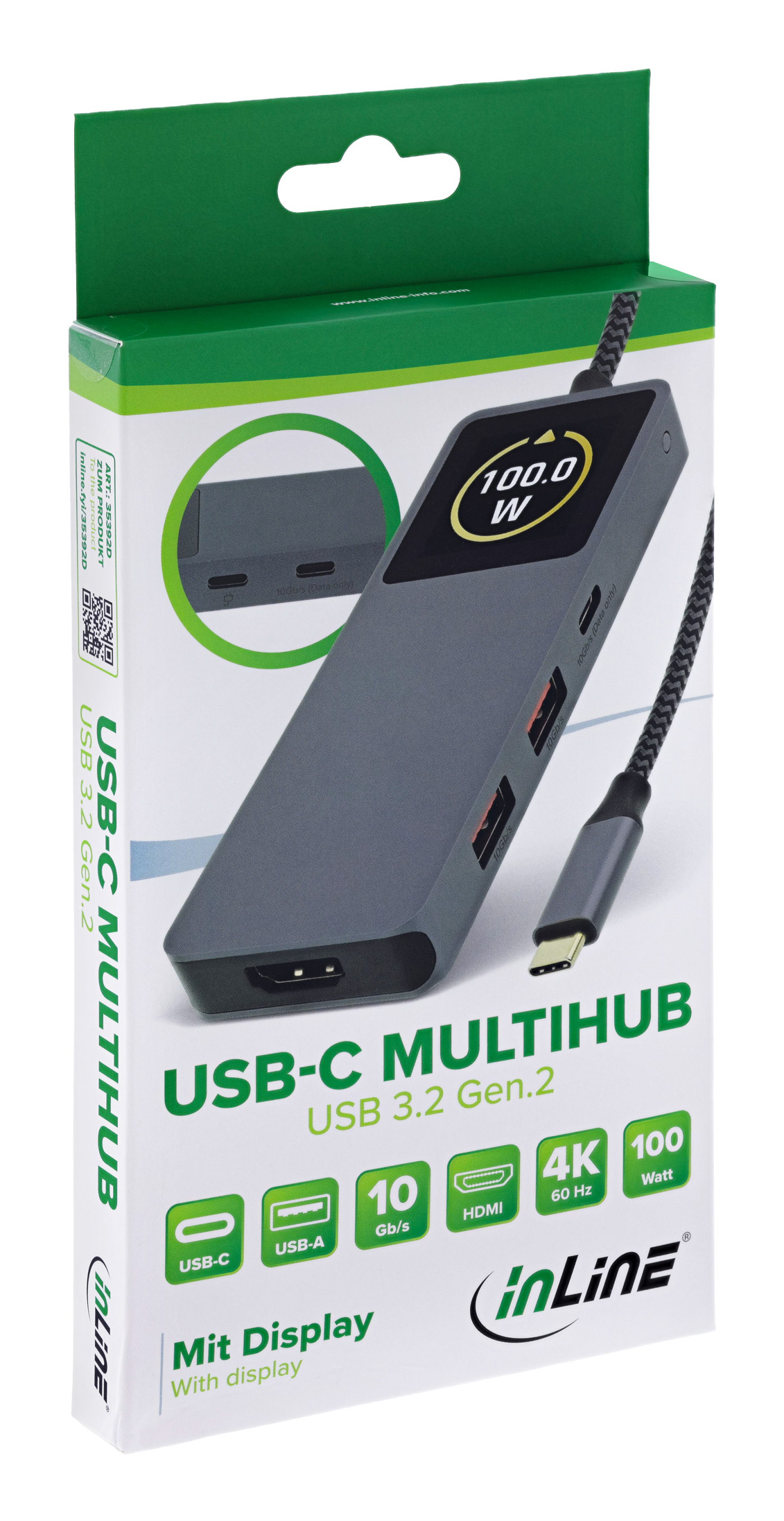 InLine 35392D interface hub USB 3.2 Gen 2 (3.1 Gen 2) Type-C 10000 Mbit/s Grey – image 7