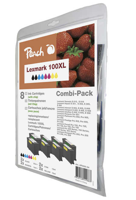 Peach PI400-34 ink cartridge 8 pc(s) High (XL) Yield Black, Cyan, Magenta, Yellow