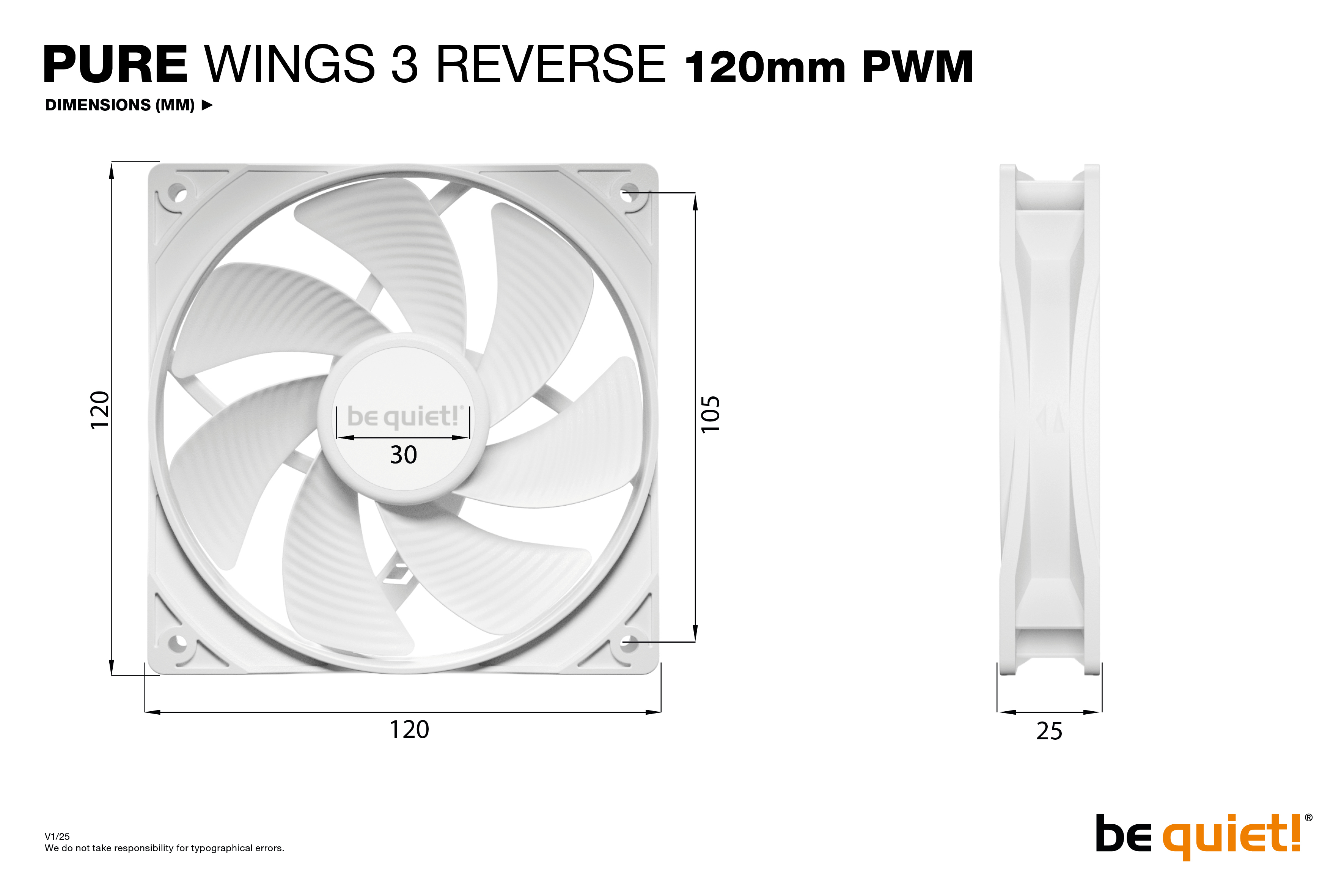 be quiet! Pure Wings 3 120mm | PWM Reverse White Triple-Pack Computer case Fan 12 cm 3 pc(s) image 4