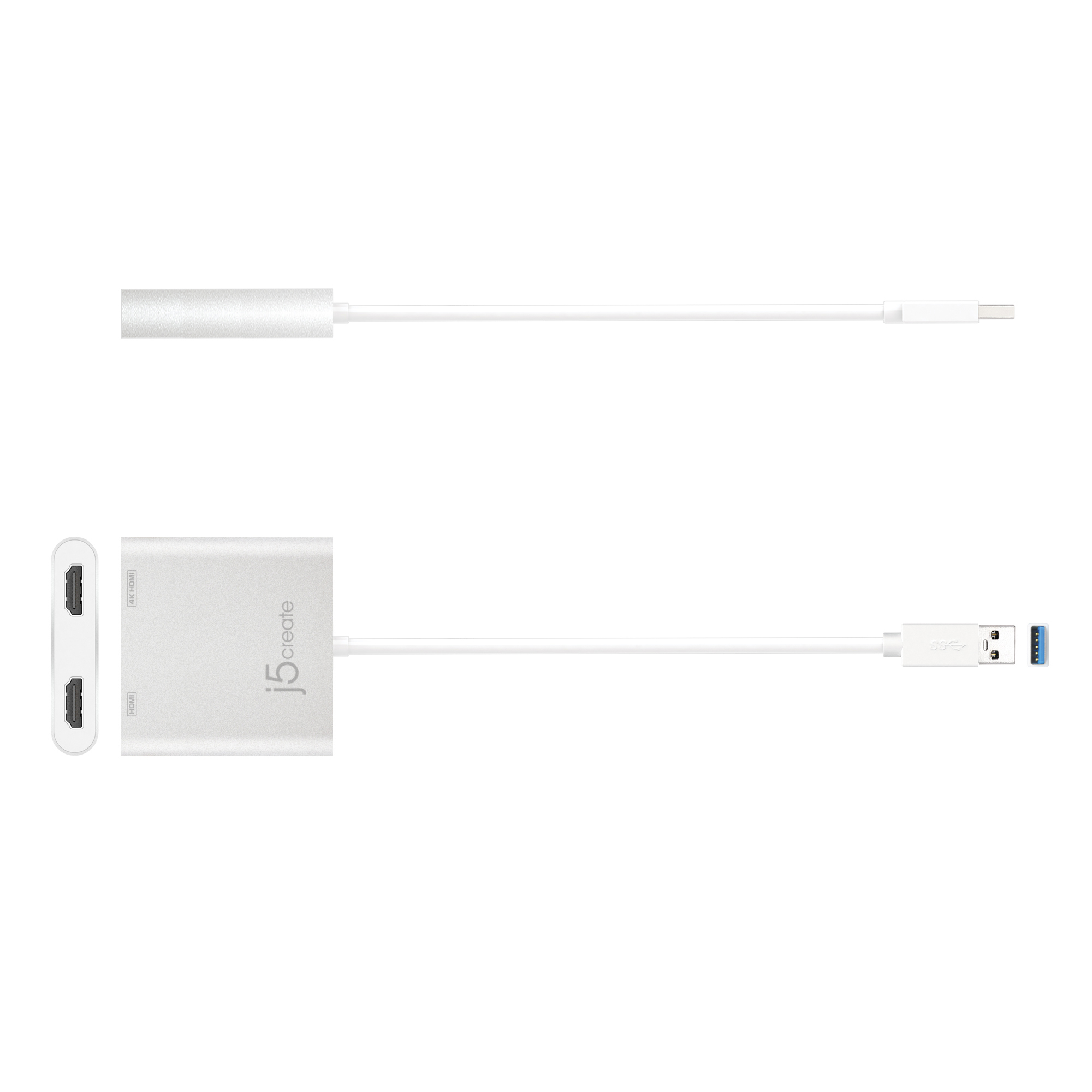 j5create JUA365 USB™ 3.0 to Dual HDMI Multi-Monitor Adapter, Silver – image 3