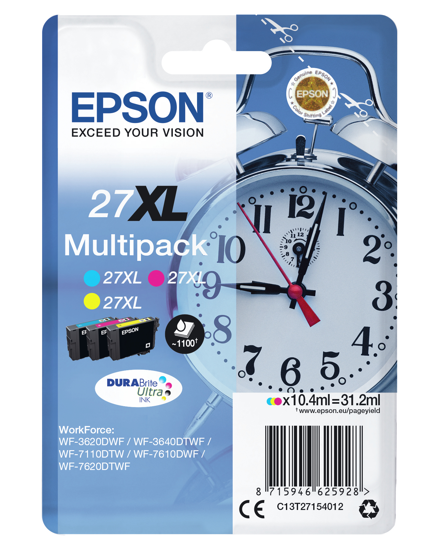 Epson Alarm clock Multipack 3-colour 27XL DURABrite Ultra Ink – image 2