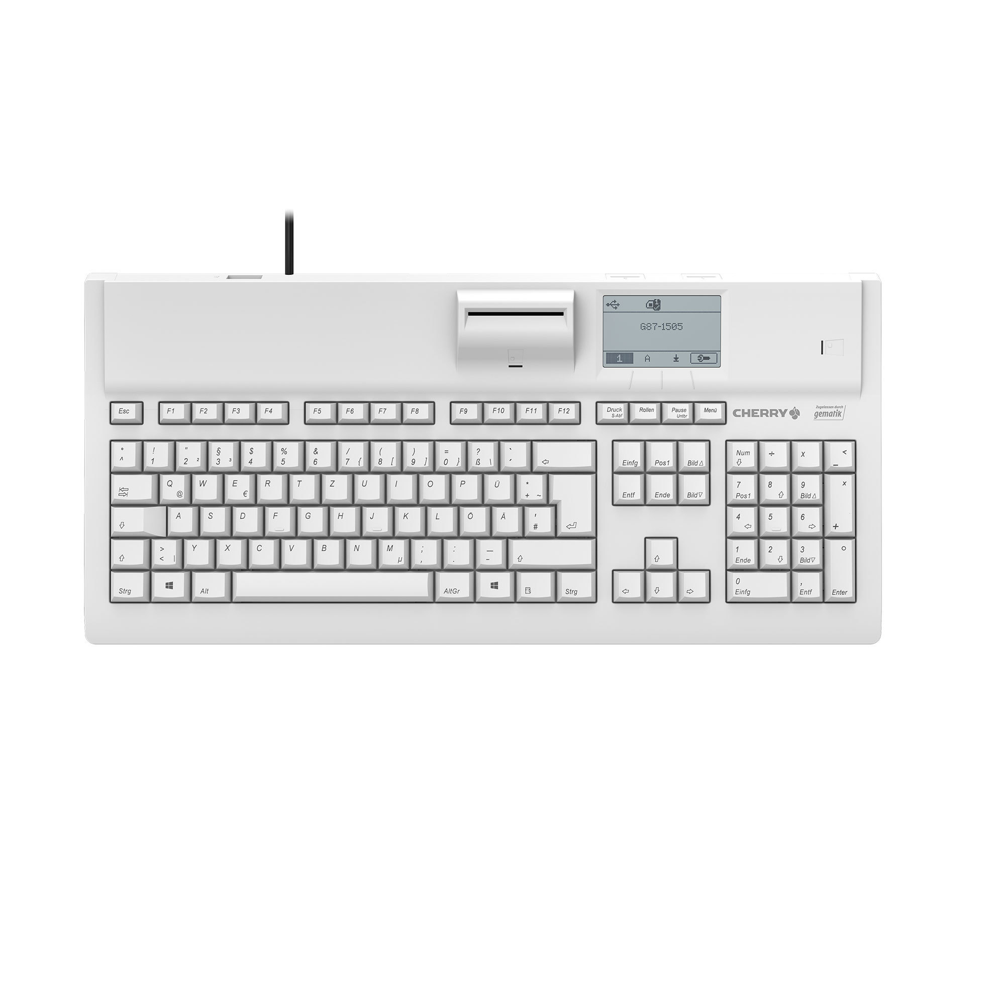 Cherry G87-1505 keyboard Office USB QWERTZ German Black, Grey, White