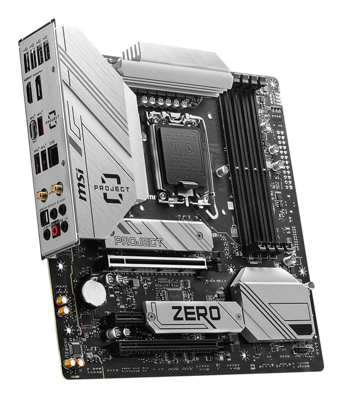 Tarjeta Madre MSI B760M PROJECT ZERO - Socket 1700 - 4xDDR5 - 4800/6600/7800MHz - HDMI - DisplayPort - USB 2.0/3.2 - Micro ATX - B760M PROJECT ZERO