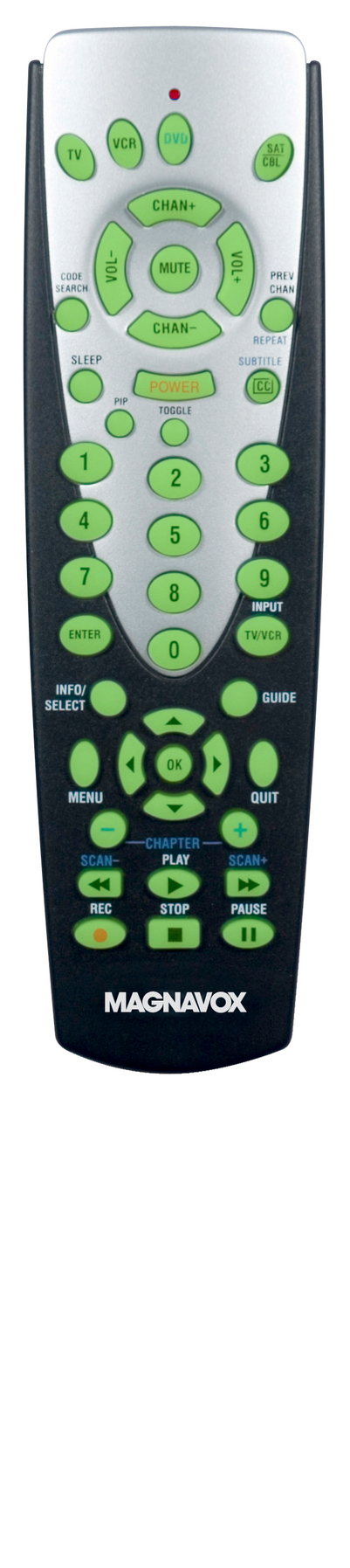 Magnavox MRU2401/17 remote control IR Wireless DVD/Blu-ray, SAT, TV, VCR Press buttons