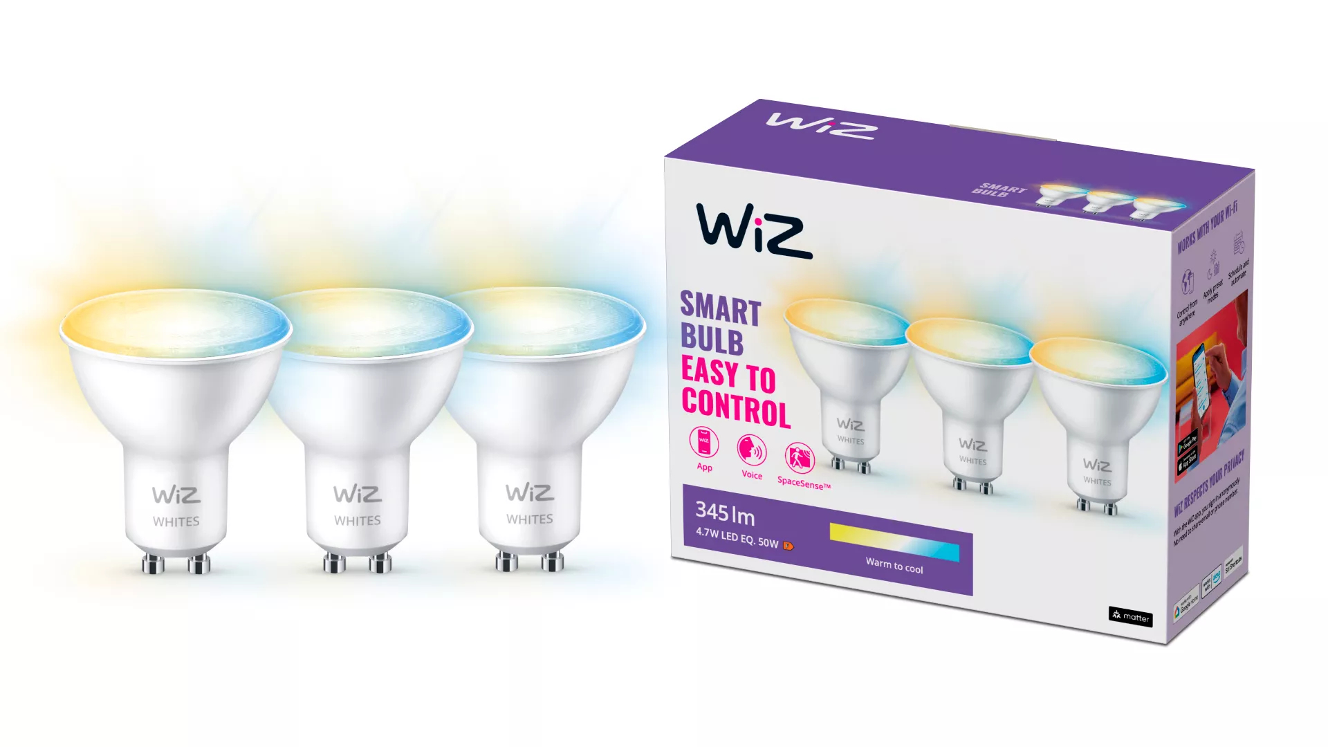 WiZ Spot 50 W PAR16 GU10 x3 – image 2