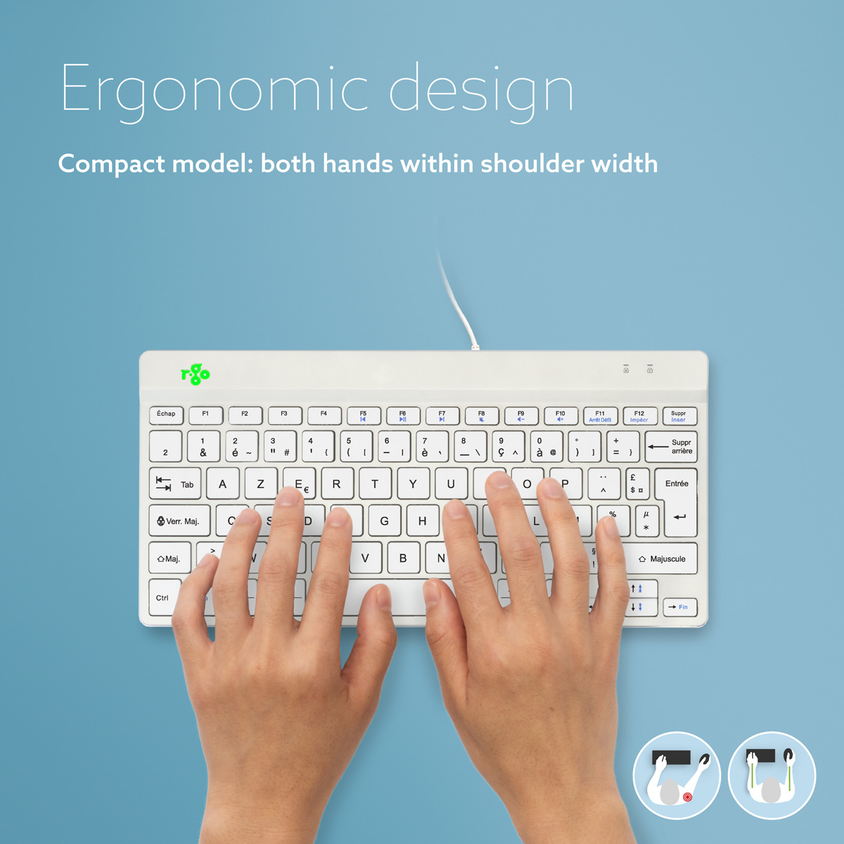 R-Go Tools Ergonomic keyboard R-Go Compact Break, compact keyboard with break software, AZERTY (FR), wired, white – image 8